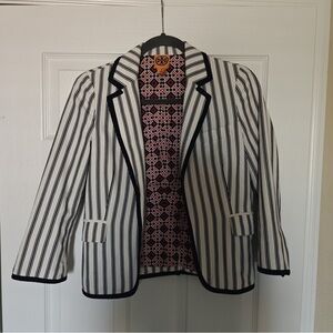 Tory Burch Black and White Striped Blazer Size 2